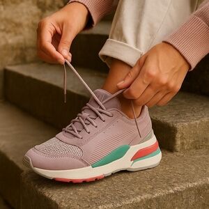 Puma RS-0 Play PinkLeather Textile Lace Up Women's Running Trainers